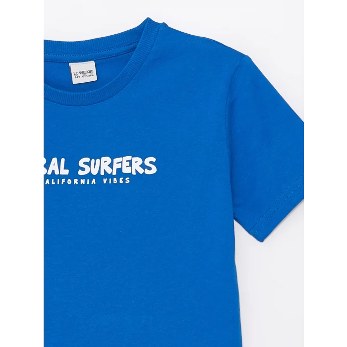 LCW Kids Turuncu Bisiklet Yaka Baskılı Kısa Kollu Erkek Çocuk Tişört 2li