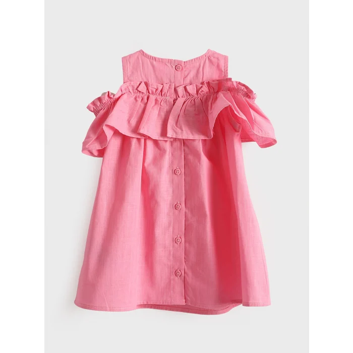 LCW Kids Fuşya Bisiklet Yaka Kız Bebek Elbise