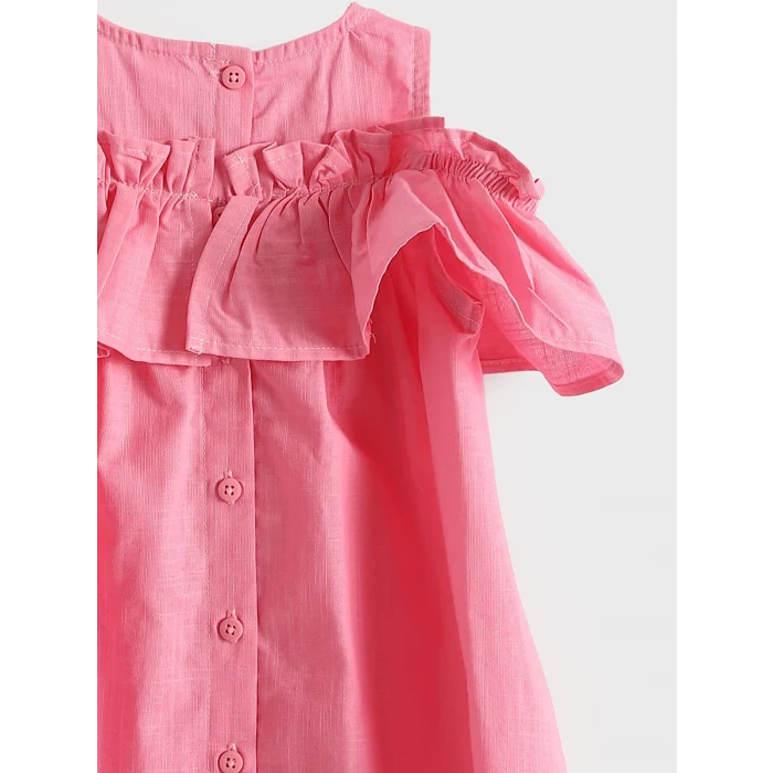 LCW Kids Fuşya Bisiklet Yaka Kız Bebek Elbise