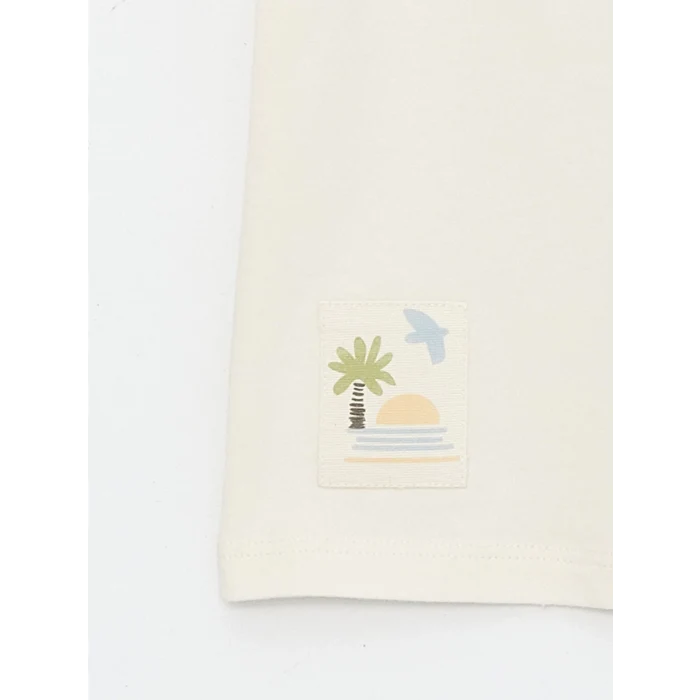 LCW Kids Bej Bisiklet Yaka Kısa Kollu Erkek Bebek Tişört ve Şort 2li Takım