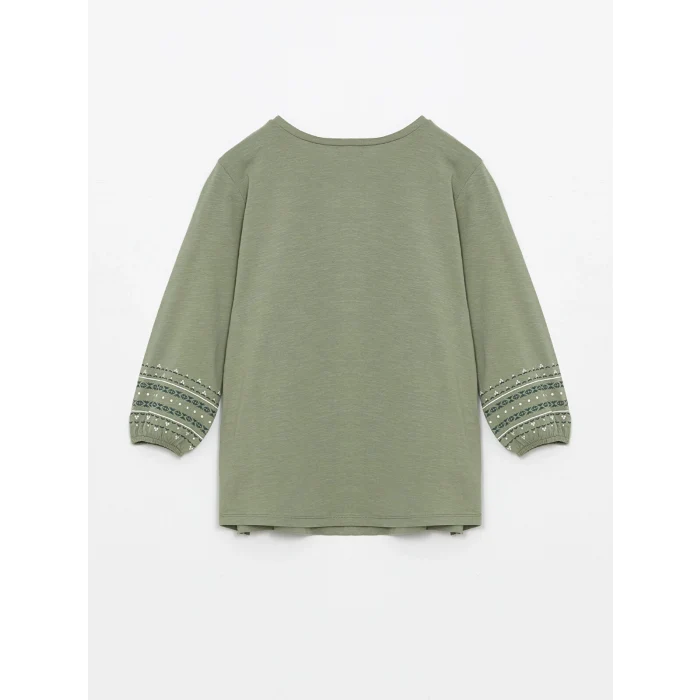 LCW Grace Haki Bağlamalı Yaka Desenli Kadın Bluz