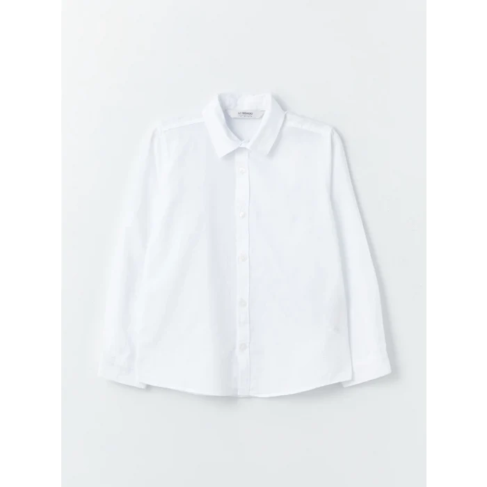 LCW Kids Beyaz Basic Uzun Kollu Erkek Çocuk Gömlek