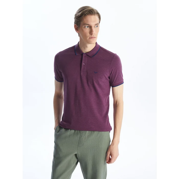 LCWAIKIKI Classic Mor Polo Yaka Kısa Kollu Pike Erkek Tişört