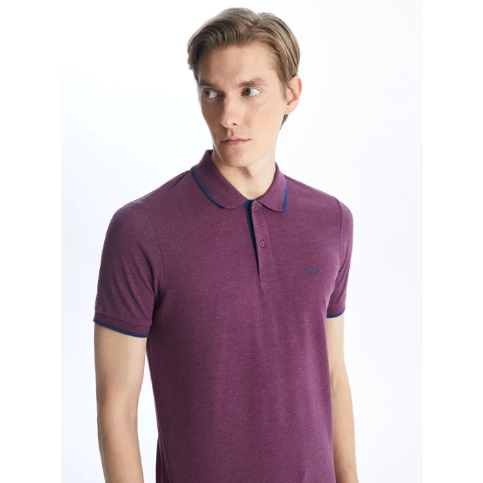 LCWAIKIKI Classic Mor Polo Yaka Kısa Kollu Pike Erkek Tişört