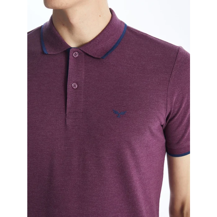 LCWAIKIKI Classic Mor Polo Yaka Kısa Kollu Pike Erkek Tişört