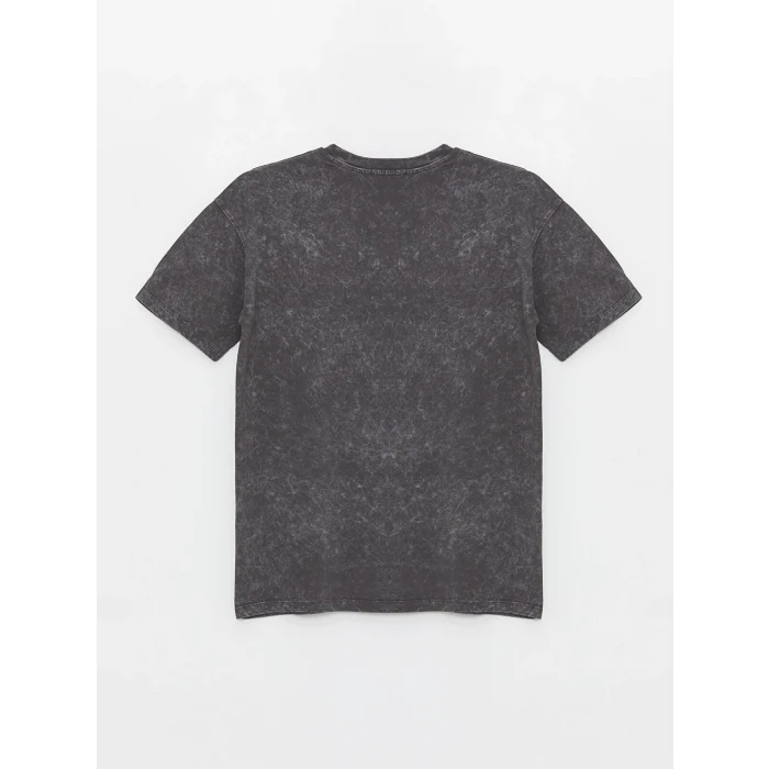 XSIDE Antrasit Bisiklet Yaka Baskılı Kısa Kollu Kadın Tişört