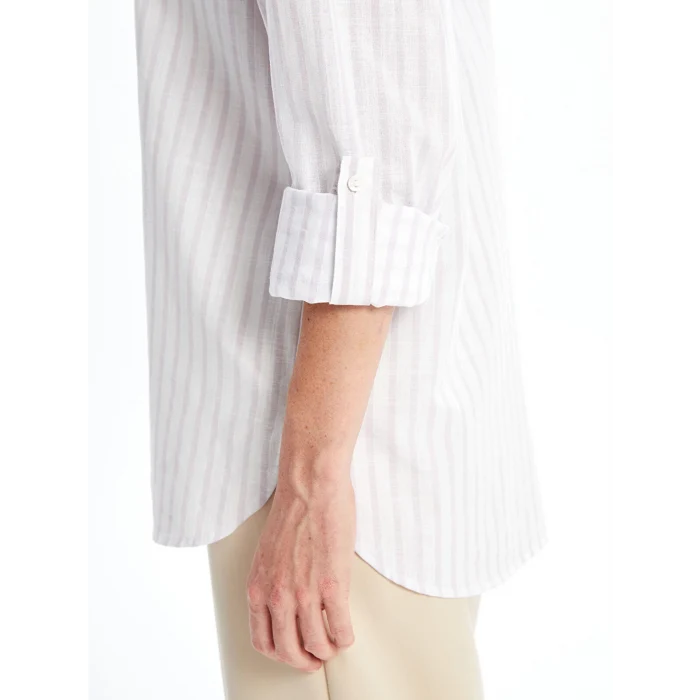 LCWAIKIKI Classic Lila Çizgili Uzun Kollu Kadın Gömlek