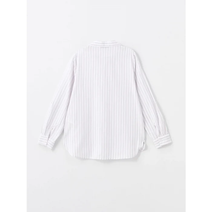 LCWAIKIKI Classic Lila Çizgili Uzun Kollu Kadın Gömlek