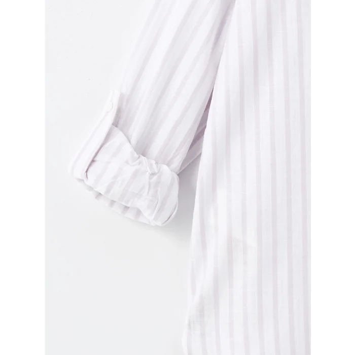 LCWAIKIKI Classic Lila Çizgili Uzun Kollu Kadın Gömlek