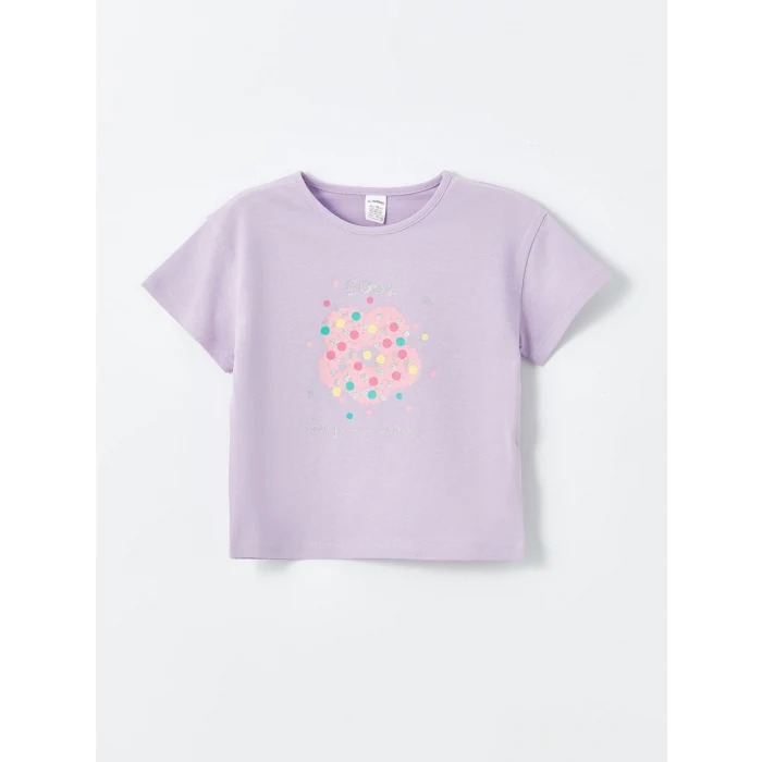 LCW Kids Ekru Bisiklet Yaka Kız Bebek Tişört 2li