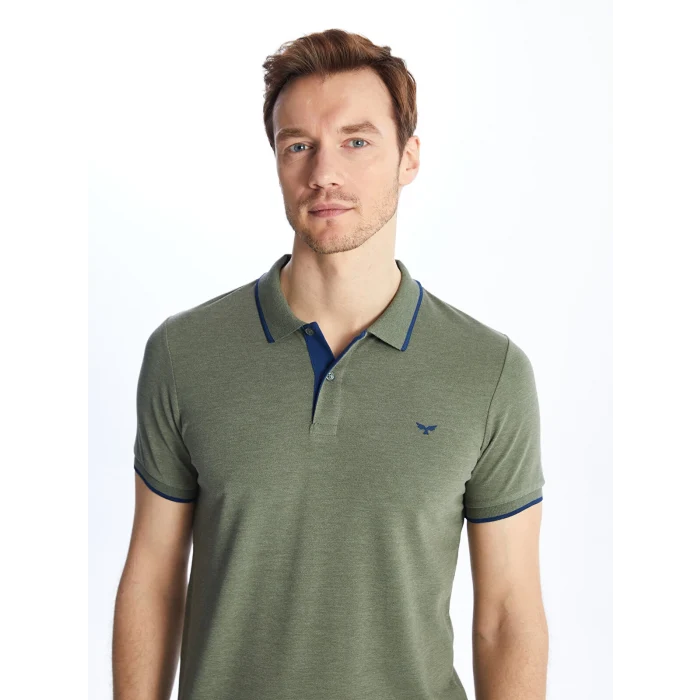 LCWAIKIKI Classic Haki Polo Yaka Kısa Kollu Pike Erkek Tişört