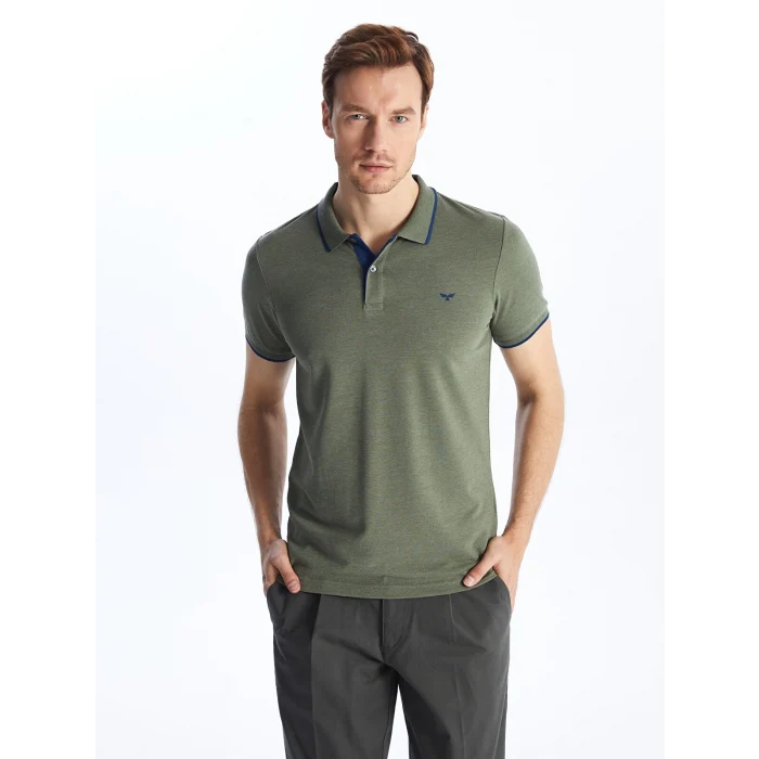 LCWAIKIKI Classic Haki Polo Yaka Kısa Kollu Pike Erkek Tişört