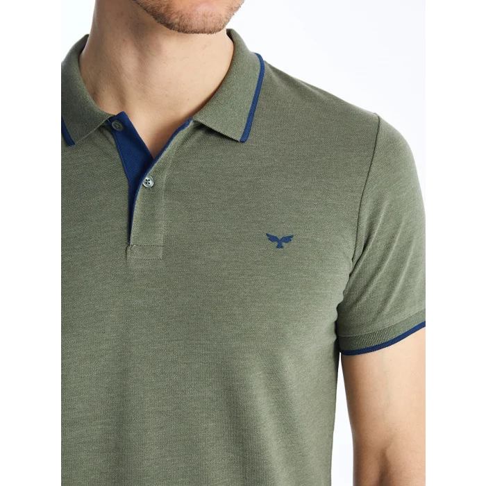 LCWAIKIKI Classic Haki Polo Yaka Kısa Kollu Pike Erkek Tişört