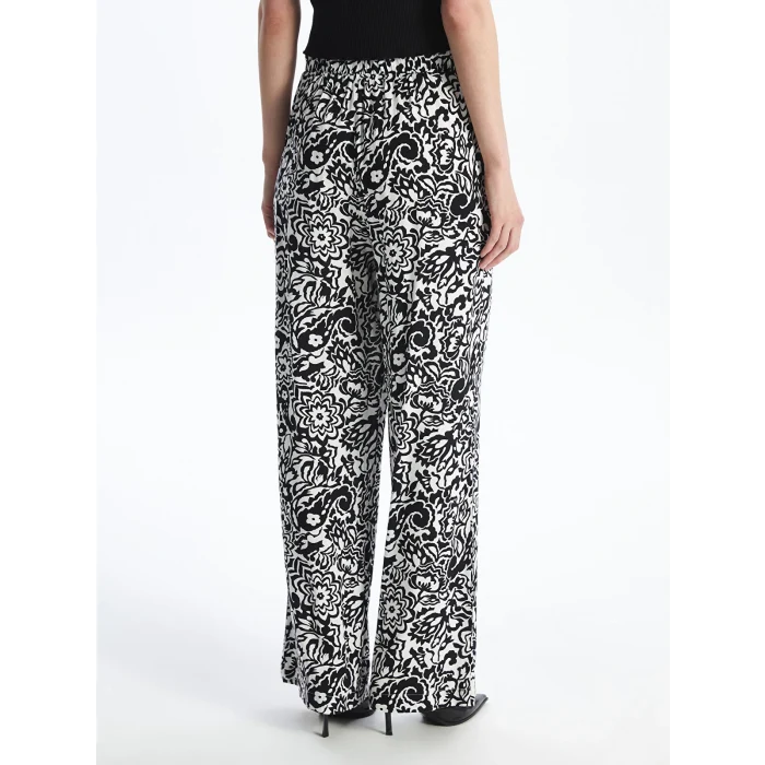 LCW Vision Siyah Beli Lastikli Desenli Kadın Pantolon