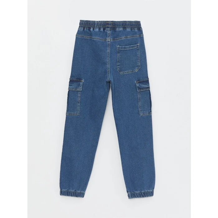LCW Kids Indigo Beli Lastikli Erkek Çocuk Kargo Jean Pantolon