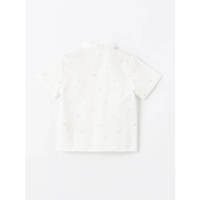 LCW Kids Ekru Kısa Kollu Baskılı Erkek Bebek Gömlek