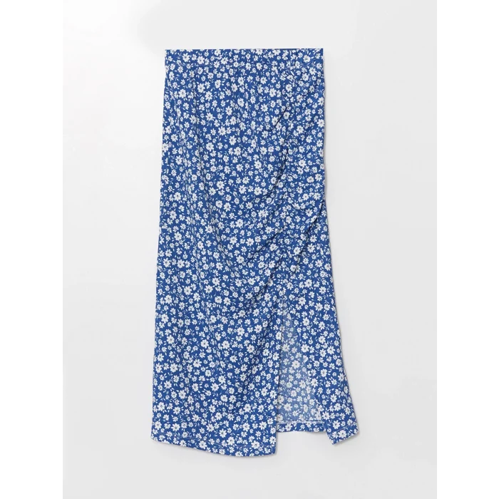 LCW Vision Mavi Dar Fit Çiçekli Kadın Etek