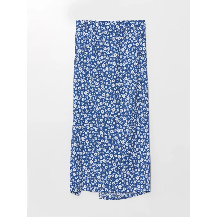 LCW Vision Mavi Dar Fit Çiçekli Kadın Etek