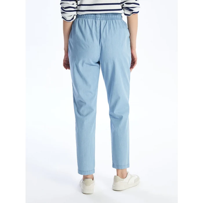 LCWAIKIKI Classic Bej Beli Lastikli Carrot Fit Kadın Jean Pantolon