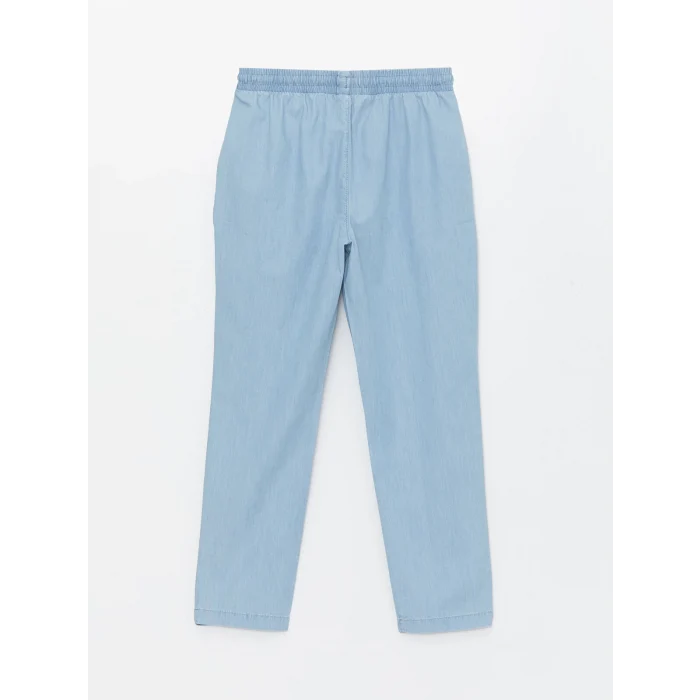 LCWAIKIKI Classic Bej Beli Lastikli Carrot Fit Kadın Jean Pantolon