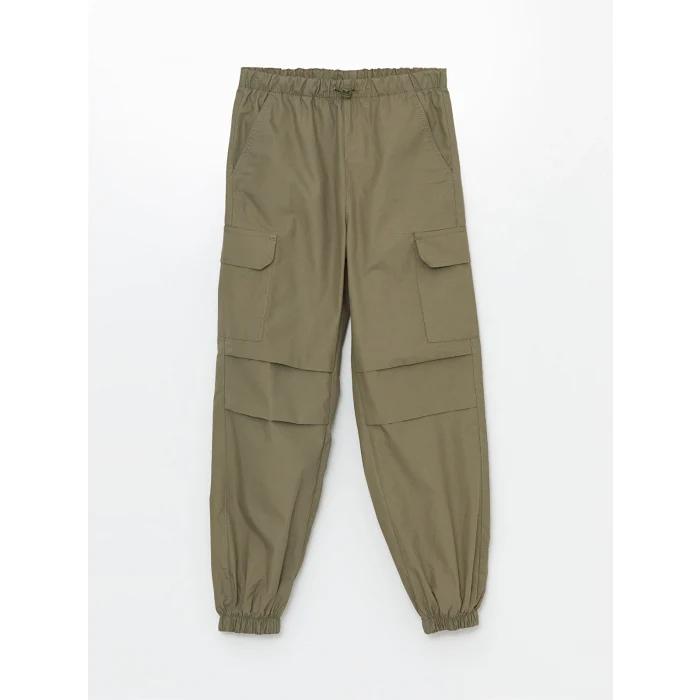 LCW Kids Haki Beli Lastikli Kız Çocuk Kargo Jogger Pantolon