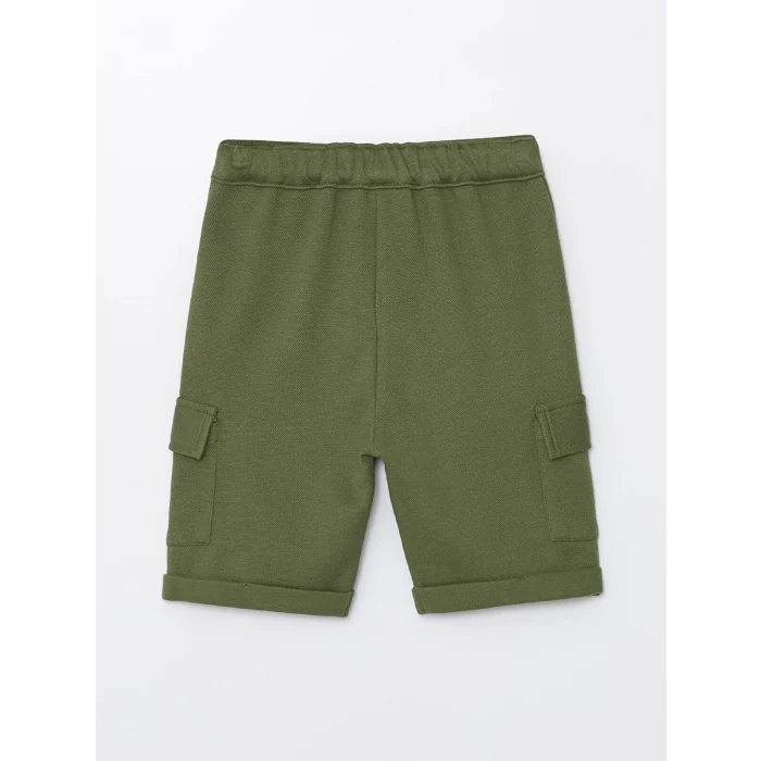 LCW Kids Bej Resort Yaka Kısa Kollu Baskılı Erkek Bebek Gömlek ve Şort 2li Takım