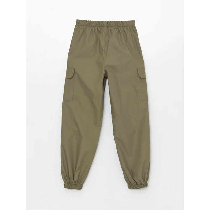 LCW Kids Haki Beli Lastikli Kız Çocuk Kargo Jogger Pantolon