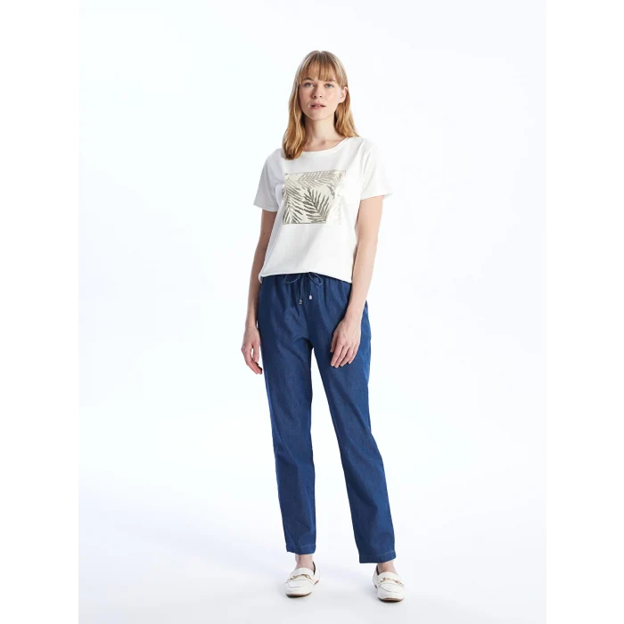 LCWAIKIKI Classic Mavi Beli Lastikli Carrot Fit Kadın Jean Pantolon