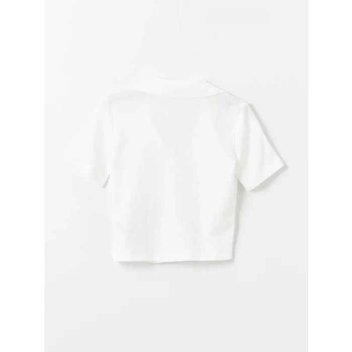 LCW Vision Ekru Polo Yaka Düz Kısa Kollu Kadın Bluz