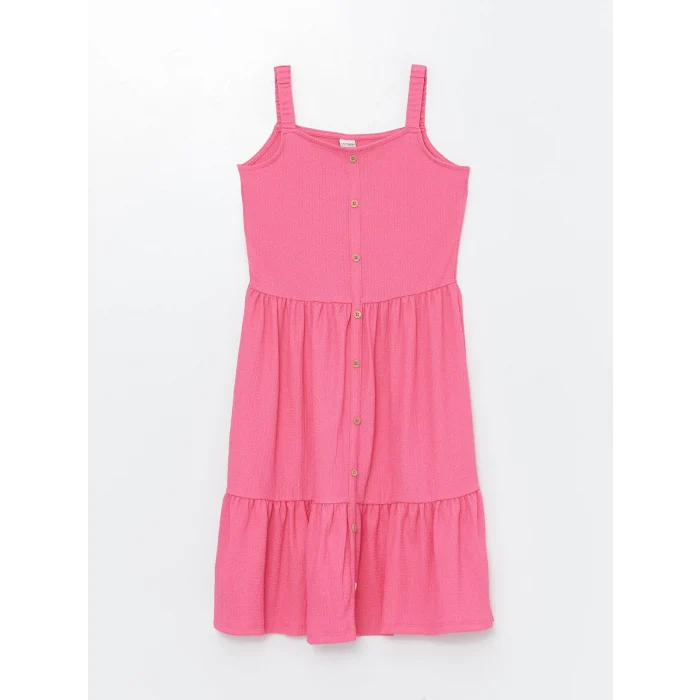 LCW Kids Pembe Kare Yaka Kız Çocuk Elbise