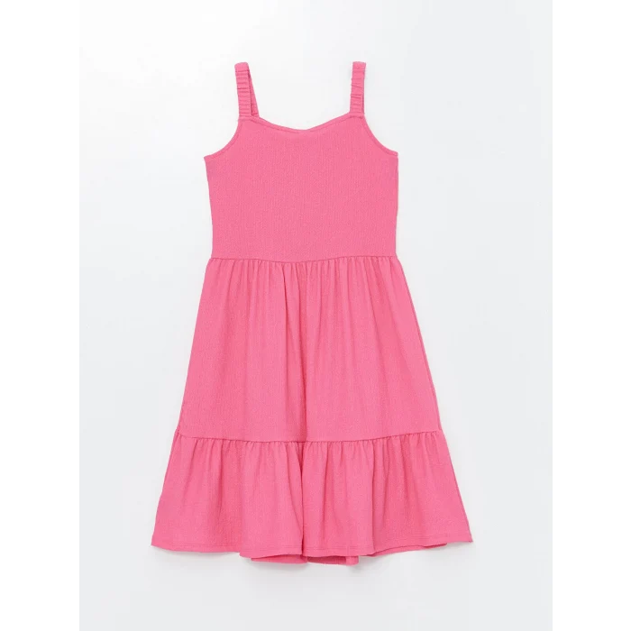 LCW Kids Pembe Kare Yaka Kız Çocuk Elbise