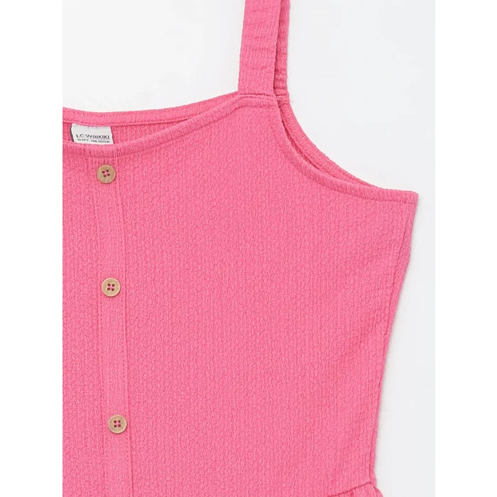 LCW Kids Pembe Kare Yaka Kız Çocuk Elbise