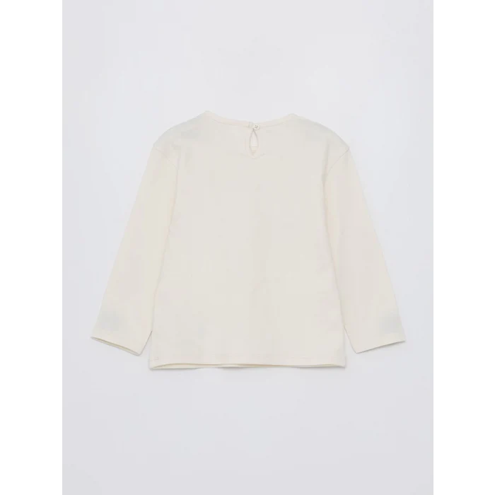 LCW Kids Ekru Bisiklet Yaka Uzun Kollu Kız Bebek Tişört 2li