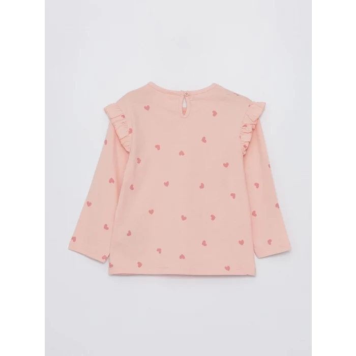 LCW Kids Ekru Bisiklet Yaka Uzun Kollu Kız Bebek Tişört 2li