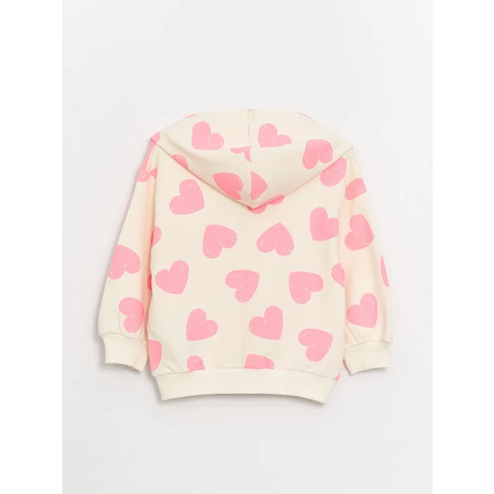 LCW Kids Pembe Kapüşonlu Uzun Kollu Kız Bebek Fermuarlı Sweatshirt