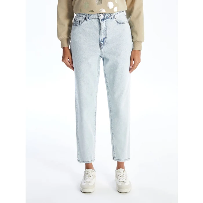 LCW Modest Mavi Mom Fit Kadın Jean Pantolon