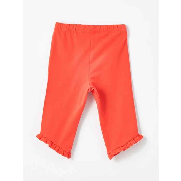 LCW Kids Ekru Bisiklet Yaka Kısa Kollu Çizgili Kız Bebek Bluz ve Tayt 2li Takım