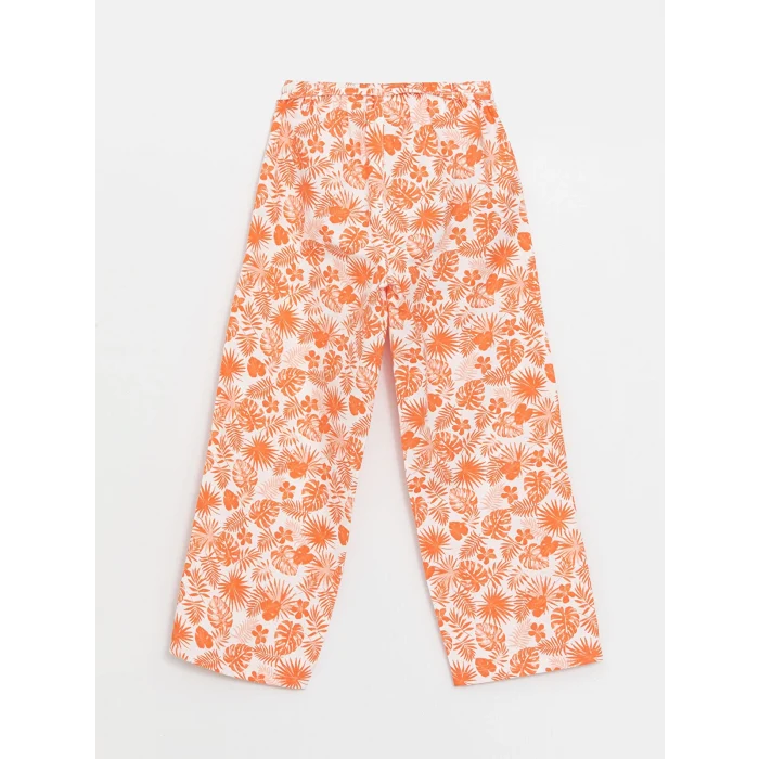 LCW Kids Pembe Beli Lastikli Çiçekli Kız Çocuk Pantolon