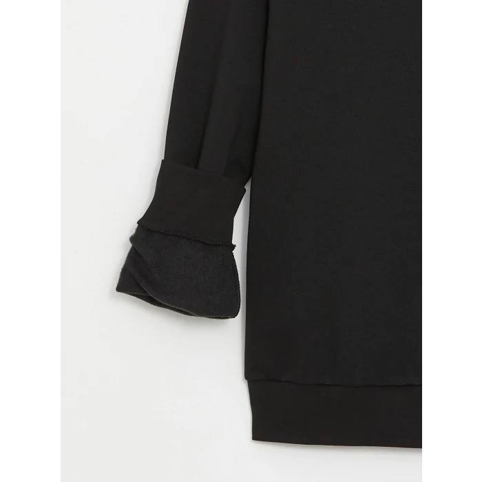 LCWAIKIKI Classic Siyah Bisiklet Yaka Uzun Kollu Erkek Kalın Sweatshirt