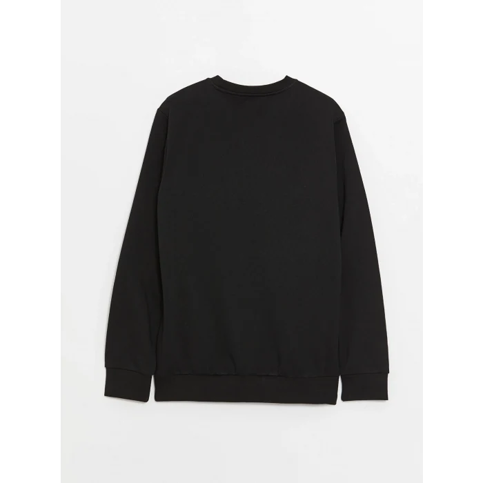 LCWAIKIKI Classic Siyah Bisiklet Yaka Uzun Kollu Erkek Kalın Sweatshirt