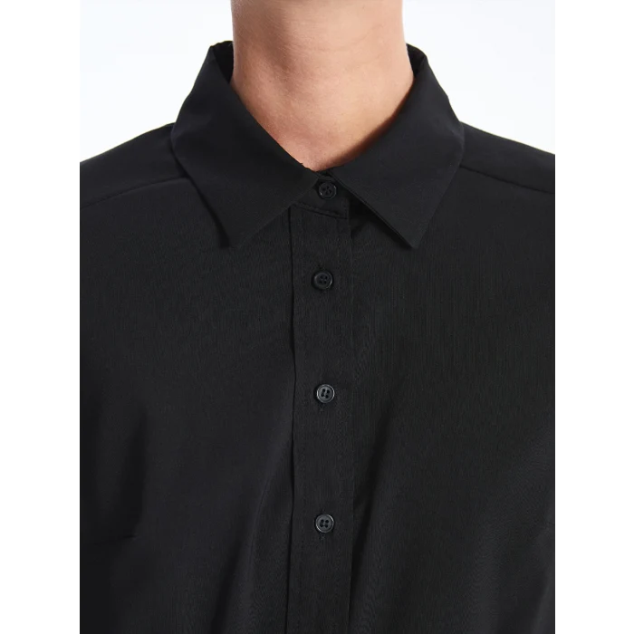 LCWAIKIKI Classic Siyah Düz Uzun Kollu Kadın Gömlek