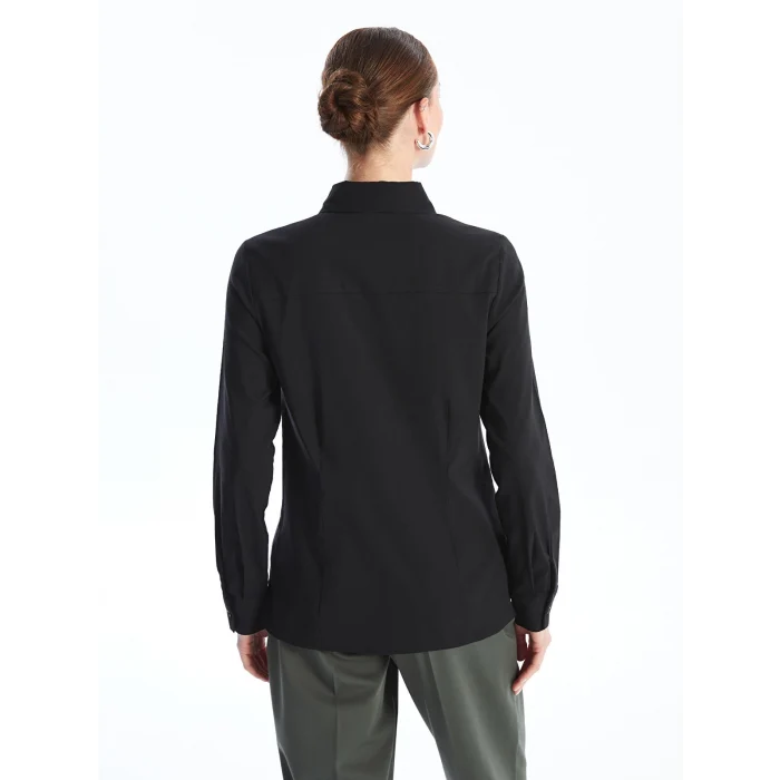 LCWAIKIKI Classic Siyah Düz Uzun Kollu Kadın Gömlek