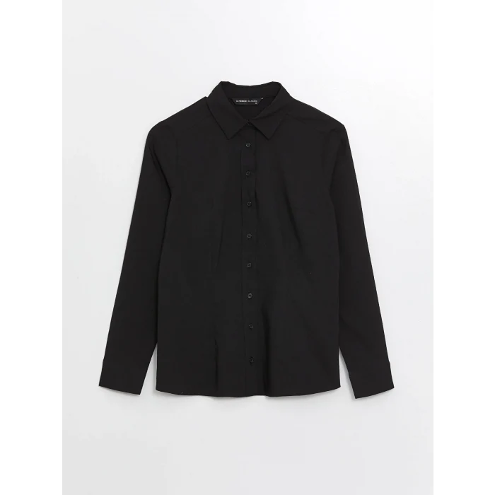 LCWAIKIKI Classic Siyah Düz Uzun Kollu Kadın Gömlek