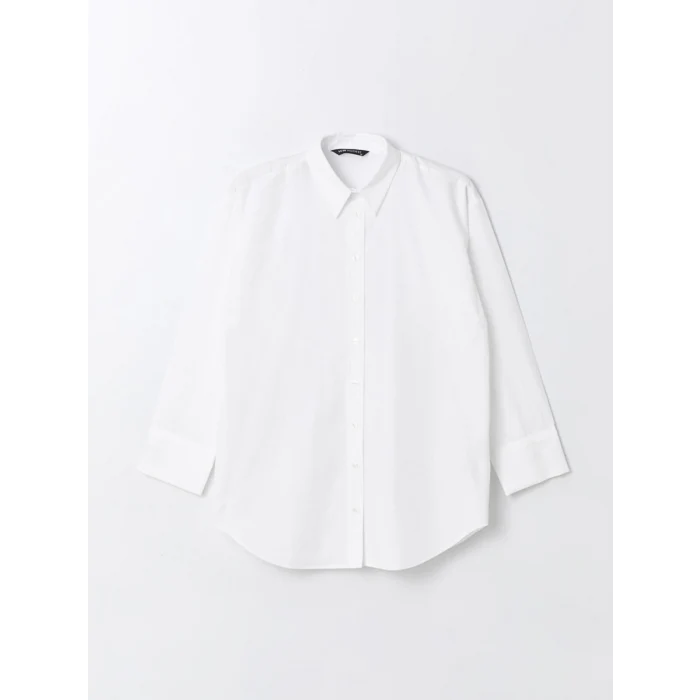 LCW Modest Beyaz Düz Poplin Kadın Gömlek Tunik