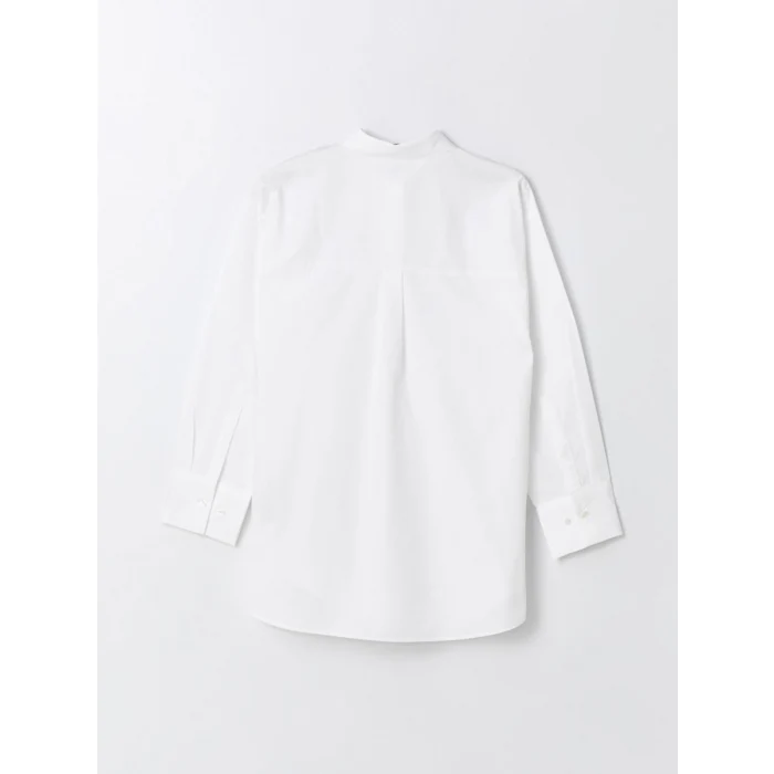 LCW Modest Beyaz Düz Poplin Kadın Gömlek Tunik