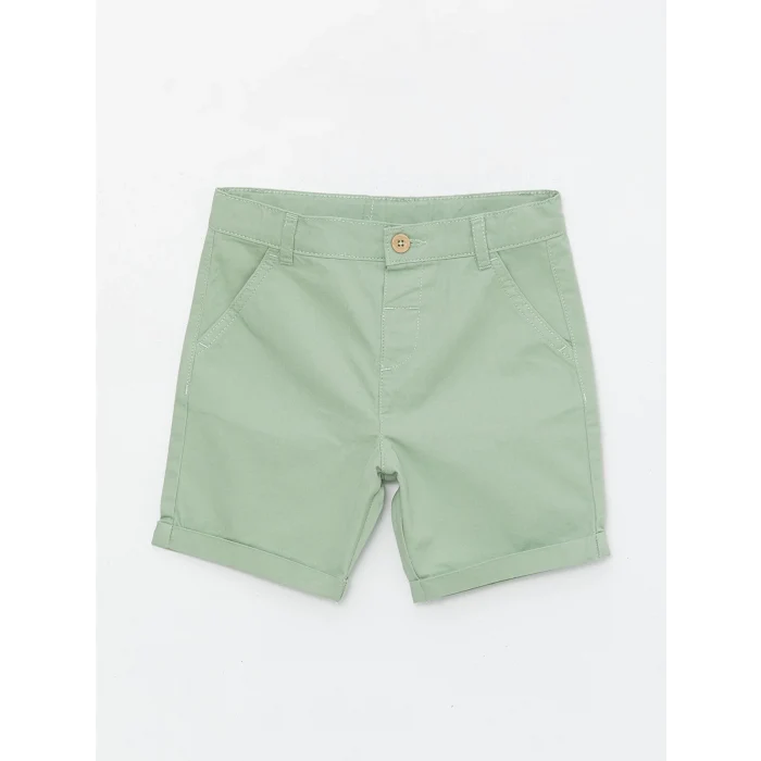 LCW Kids Bej Kısa Kollu Baskılı Erkek Bebek Gömlek ve Şort 2li Takım