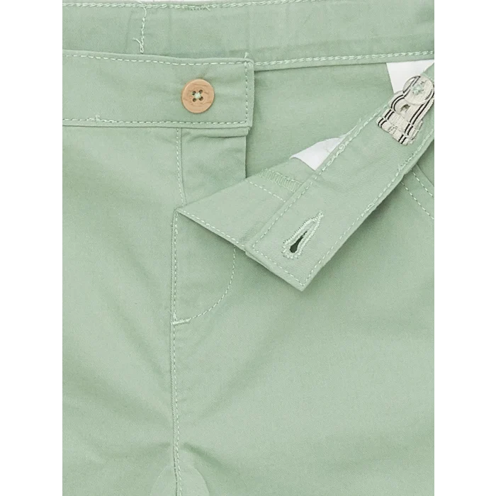 LCW Kids Bej Kısa Kollu Baskılı Erkek Bebek Gömlek ve Şort 2li Takım