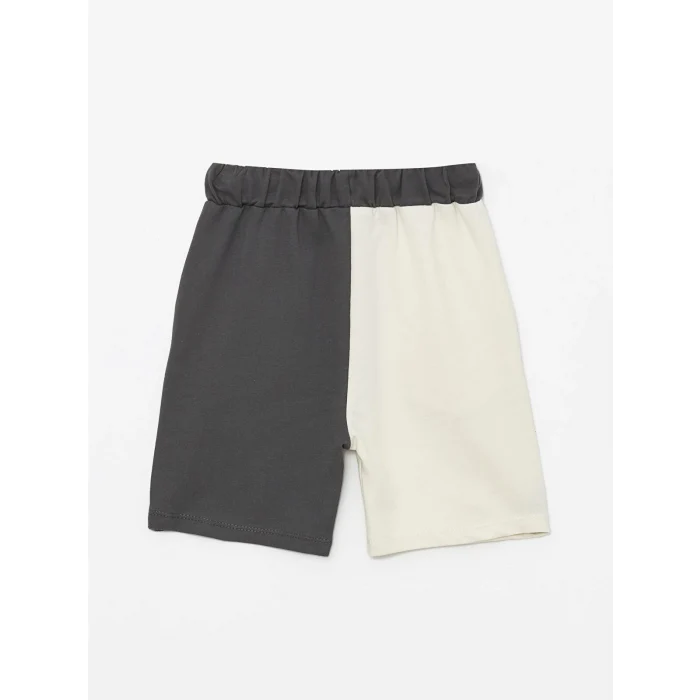 LCW Kids Gri Bisiklet Yaka Kısa Kollu Baskılı Erkek Bebek Tişört ve Şort 2li Takım