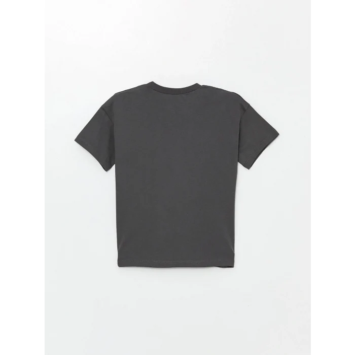 LCW Kids Gri Bisiklet Yaka Kısa Kollu Baskılı Erkek Bebek Tişört ve Şort 2li Takım