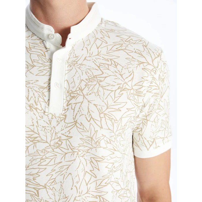 SOUTHBLUE Ekru Hakim Yaka Kısa Kollu Desenli Erkek Tişört